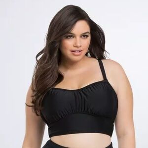 TORRID Black Ruched Swim Top - Size 2 NWT